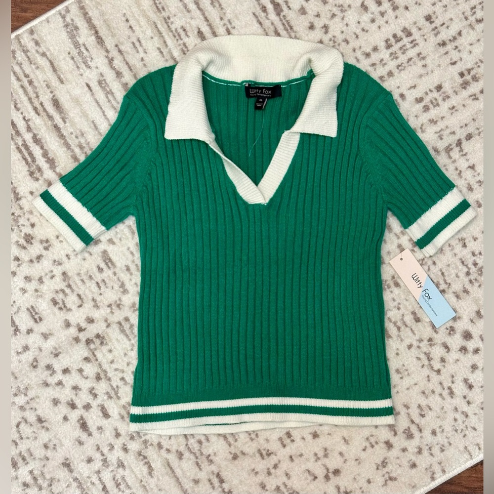 Lily Rose Emerald V-Neck Sweater